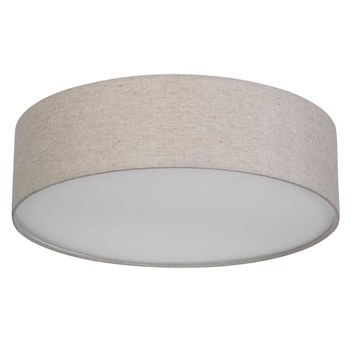 REV Deckenlampe LED - Deckenleuchte rund 40cm mit Stoff-Lampenschirm im Vintage-Look – ideal für Schlafzimmer & Wohnzimmer, taupe von REV
