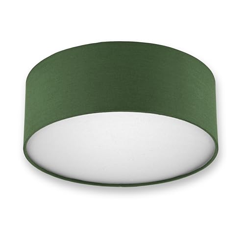 REV Deckenleuchte - Deckenlampe rund 30cm mit Stoff-Lampenschirm im modernen Look – ideal für Schlafzimmer, Wohnzimmer & Kinderzimmer, dunkelgrün von REV