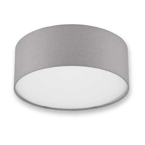 REV Deckenleuchte - Deckenlampe rund 30cm mit Stoff-Lampenschirm im modernen Look – ideal für Schlafzimmer, Wohnzimmer & Kinderzimmer, grau von REV
