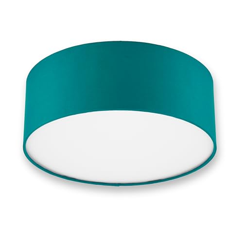 REV Deckenleuchte - Deckenlampe rund 30cm mit Stoff-Lampenschirm im modernen Look – ideal für Schlafzimmer, Wohnzimmer & Kinderzimmer, petrol von REV