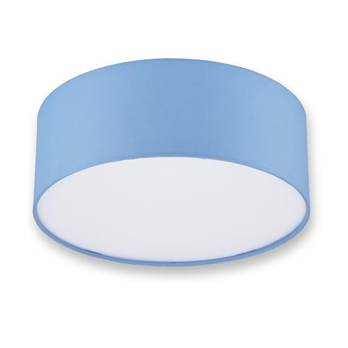 REV Deckenleuchte - Deckenlampe rund 30cm mit Stoff-Lampenschirm in Pastell – ideal für Schlafzimmer, Wohnzimmer & Kinderzimmer, hellblau von REV