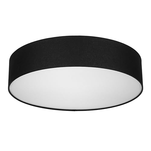 REV Deckenleuchte - Deckenlampe rund 50cm mit Stoff-Lampenschirm im Vintage-Look – ideal für Schlafzimmer & Wohnzimmer, schwarz von REV