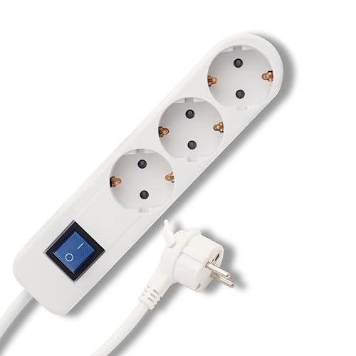 REV Ice Steckdosenleiste, 3-Fach Steckdose, Mehrfachsteckdose 3fach, 1,4m, max. 3680W, weiß von REV