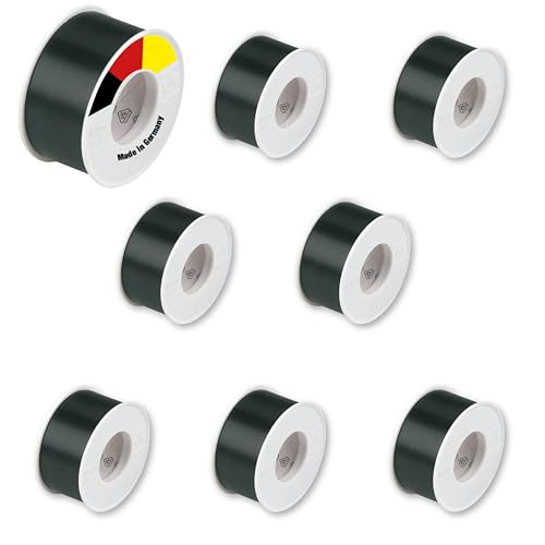 REV Isolierband SPARSET - 8x Klebeband 10m x 25mm, schwer entflammbar & chemikalienbeständig, Made in Germany, schwarz von REV