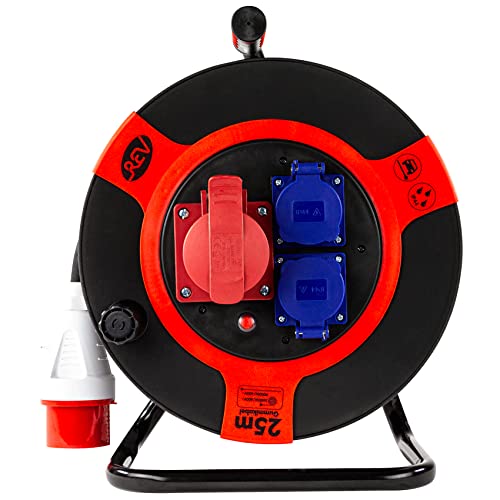 REV Kabeltrommel EX, 25m, H07RN, IP44, 9000W, Verlängerungskabel, Outdoor, 1 CEE - und 2 Schutzkontaktsteckdosen, rot REV Kabeltrommel EX, 25m, H07RN, IP44, 9000W, Verlängerungskabel, Outdoor, 1 CEE - und 2 Schutzkontaktsteckdosen, rot von REV