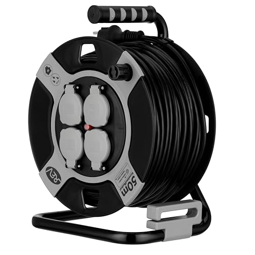 REV Kabeltrommel EX 50m Outdoor Verlängerungskabel außen IP44, Ideal für Garten und Camping, 4-fach, H05VV-F, grau REV Kabeltrommel EX 50m Outdoor Verlängerungskabel außen IP44, Ideal für Garten und Camping, 4-fach, H05VV-F, grau von REV