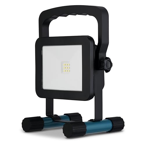 REV LED Arbeitslampe - 5W, 700lm, IP54 (innen & außen) - Arbeitsleuchte mit Akku (2h Laufzeit), schwarz von REV