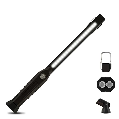 REV LED Arbeitsleuchte - Kompakte Akku Handlampe mit klappbarem Standfuß & Aufhängehaken, Inspektionslampe - ideal für Werkstatt & KFZ, grau von REV