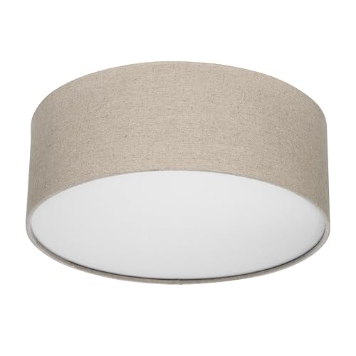 REV LED Deckenleuchte - Deckenlampe Schlafzimmer, Wohnzimmer & Küche rund 30cm mit Stoff-Lampenschirm im Vintage-Look, taupe von REV