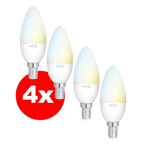 REV LED-Leuchtmittel WiZ, E14, 5,5W, 2.700-6.500K, WLAN, App-Steuerung, Alexa & Google-Assistant, 4er Set von REV