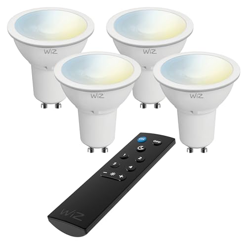 REV LED-Leuchtmittel WiZ SPARSET - GU10, 5,5W, 2.700-6.500K, WLAN, App-Steuerung, Alexa & Google-Assistant, 4er Set + Fernbedienung von REV