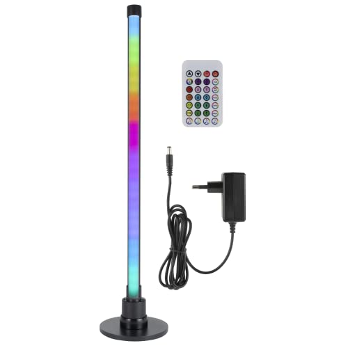 REV – Partylicht musikgesteuert & dimmbar inkl. Fernbedienung – Party Deko RGB Stehlampe 58cm 6W 200lm – LED Lightbar mit Regenbogen & dynamischem Farbwechsel – Alternative zur Discokugel von REV