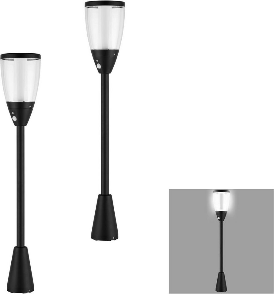 REV LED Solarleuchte LUMUS, 170 mit Bewegungsmelder, Außen-Steh-, Wegeleuchte, Tageslichtweiß, 200lm, IP65, 2er Set von REV