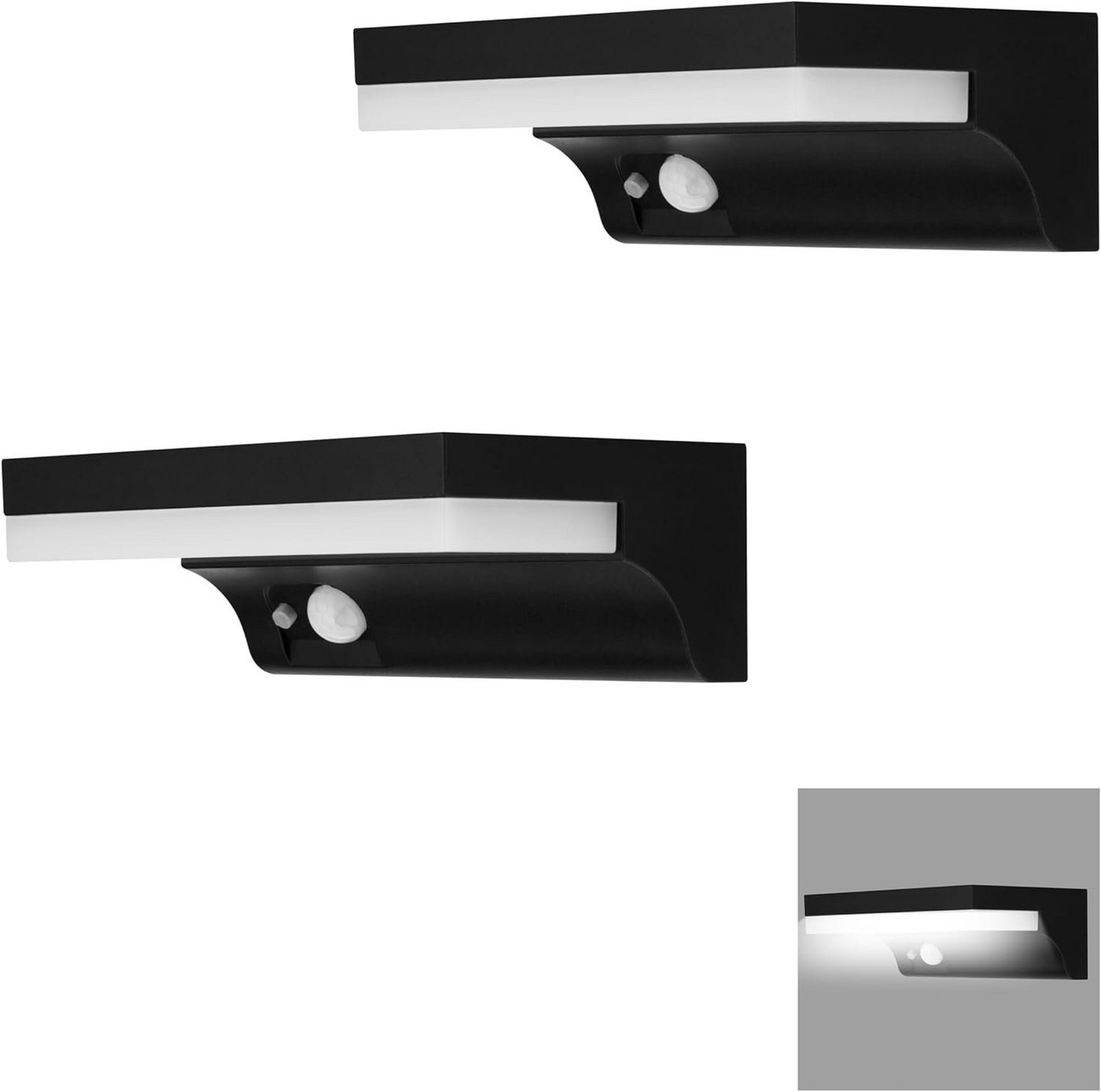 REV LED Solarleuchte LUMUS, Außen-Wandleuchte, 130 mit Bewegungsmelder, Tageslichtweiß, IP65, 150lm, 2er Set REV LED Solarleuchte LUMUS, Außen-Wandleuchte, 130 mit Bewegungsmelder, Tageslichtweiß, IP65, 150lm, 2er Set von REV