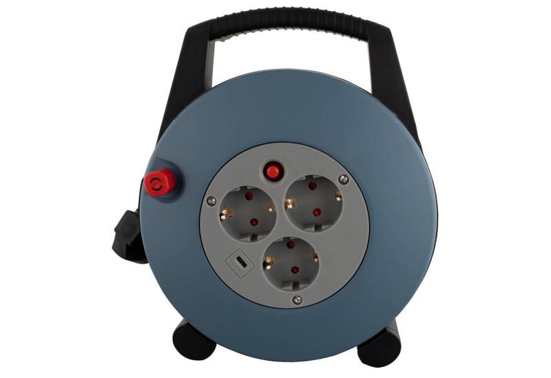 REV REV Kabelbox H05VV3G1,5, 3-fach, 1x USB-C, schwarz/grau, 10 m Kabeltrommel von REV