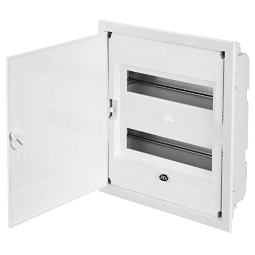 REV Verteilerkasten – Sicherungskasten Aufputz, Schaltschrank 2-reihig 24TE, 400V, 379x341x105mm – weiss von REV