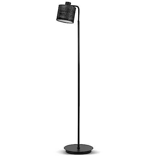 REV – Stehleuchte im tollen Vintage-Look mit Trittschalter – Stehlampe Wohnzimmer mit Samt Stoffschirm & E27 Fassung – Leselampe Stehlampe schwarz als Deko für Wohnzimmer & Schlafzimmer – 125cm von REV