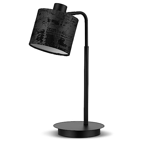 REV – SALENTO Tischlampe im angesagten Vintage-Look – Schreibtischlampe mit Samt-Lampenschirm in Schwarz – Nachttischlampe mit E27 Fassung – Tischleuchte von REV