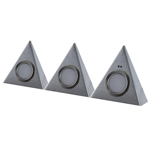 REV SENSO TRIANGEL LED Küchenunterbauleuchte, Unterbauleuchten Küche LED, 3x 2,5W, 540lm, mit Sensor, silber von REV