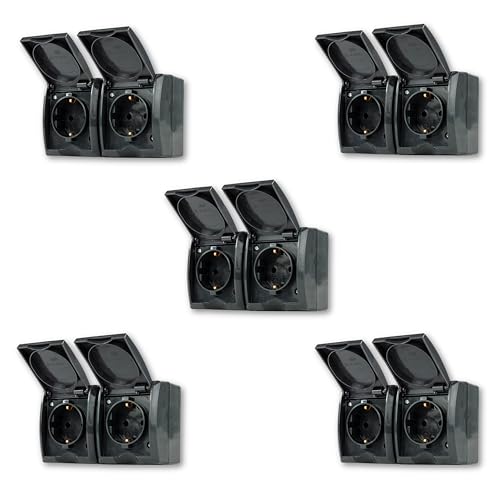 REV AquaForm SPARSET - 5x Doppelsteckdose - Feuchtraumsteckdose, IP44, Aufputz, waagerecht, anthrazit REV AquaForm SPARSET - 5x Doppelsteckdose - Feuchtraumsteckdose, IP44, Aufputz, waagerecht, anthrazit von REV