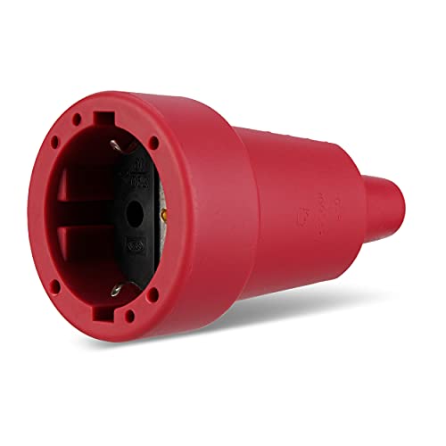 REV Schutzkontaktkupplung, Gummikupplung, Kupplung 230V/16A, max. 3680W, Knickschutz, 1,5 mm², rot von REV