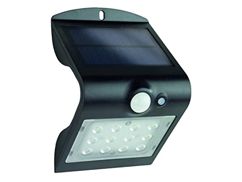REV – Außenlampe mit Bewegungsmelder – Solarlampe für außen mit 1200mAh Li-Ion-Akku – LED Strahler wasserdicht IP65, 1,5W – schwarz von REV