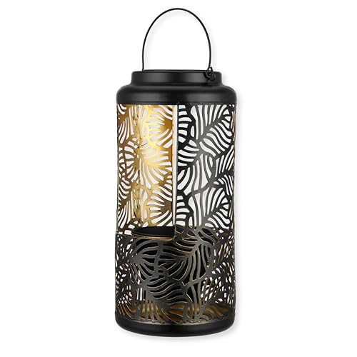 REV Solarlampe - Gartenleuchte 38cm mit Dekoschale & Bügel zum Aufhängen - schöne Gartendeko, Metall, IP44, schwarz von REV