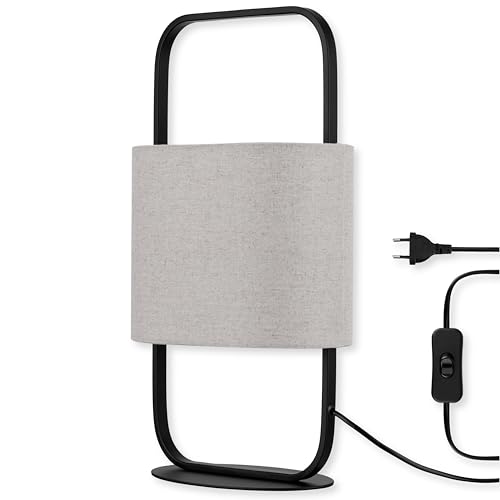 REV – Tischlampe im modernen Design mit Trage-Henkel – Tischleuchte mit Leinen-Lampenschirm in Taupefarben – E27 Fassung – Ideal für Nachttisch, Schreibtisch & Büro – 48cm REV – Tischlampe im modernen Design mit Trage-Henkel – Tischleuchte mit Leinen-Lampenschirm in Taupefarben – E27 Fassung – Ideal für Nachttisch, Schreibtisch & Büro – 48cm von REV