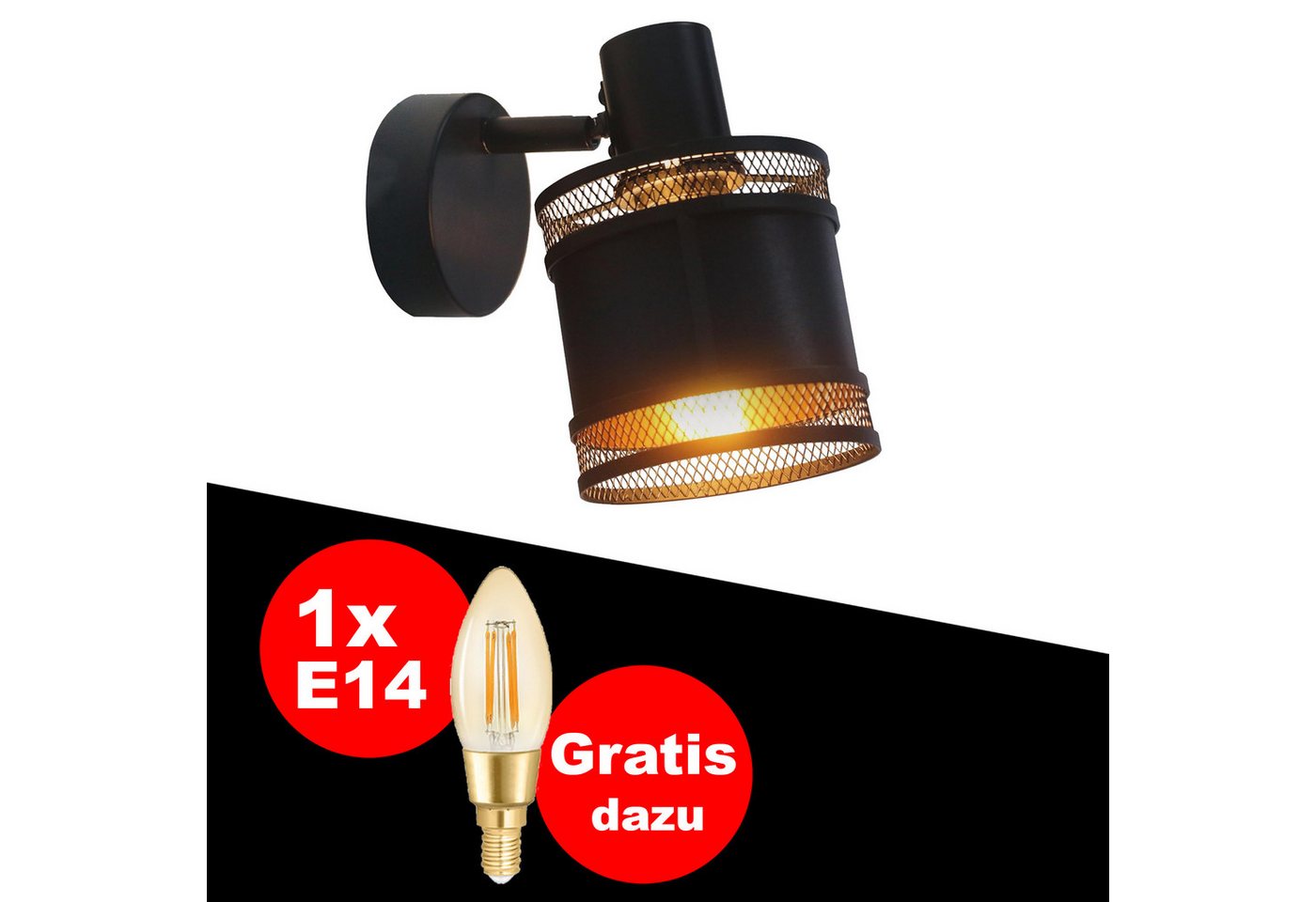 REV Wandleuchte -/Deckenlampe Stoff-Metall, 1 flammig, E14 Fassung, + WiZ LED Leuchtmittel 5,5W von REV