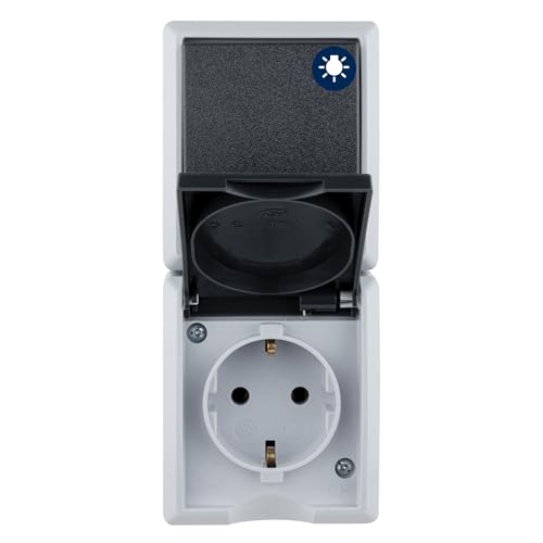 REV AquaForm, Steckdose - A/W Schalterkombi, IP44, einpolig, Aufputz, senkrecht, grau REV AquaForm, Steckdose - A/W Schalterkombi, IP44, einpolig, Aufputz, senkrecht, grau von REV