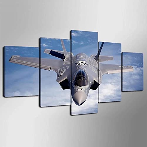 REVAC F35 Militärjet-Streikflugzeug 5 teilige leinwandbilder leinwand 5 teile auto wandtattoo schlafzimmer poster & kunstdrucke bilder mit rahmen selbst gestalten Heimdekoration, Poster Artwork von REVAC