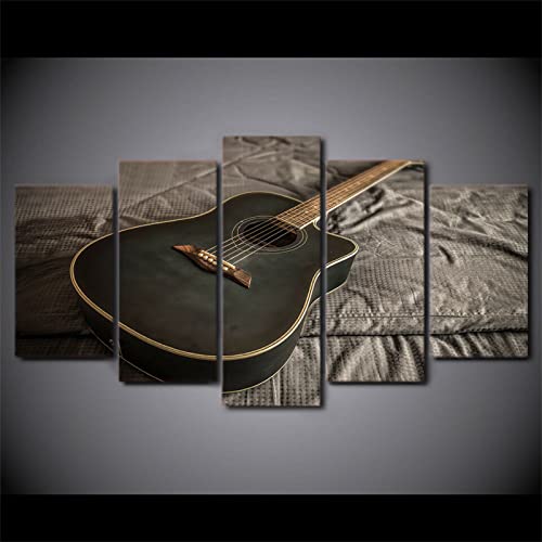 Schwarzes Musikplakat der klassischen Gitarre 5 leinwand anime leinwandbilder 5 teilig landschaftleinwandbilder 5 teilig universum bilder, poster, kunstdrucke & skulpturen Wandmalereien auf Leinwand von REVAC