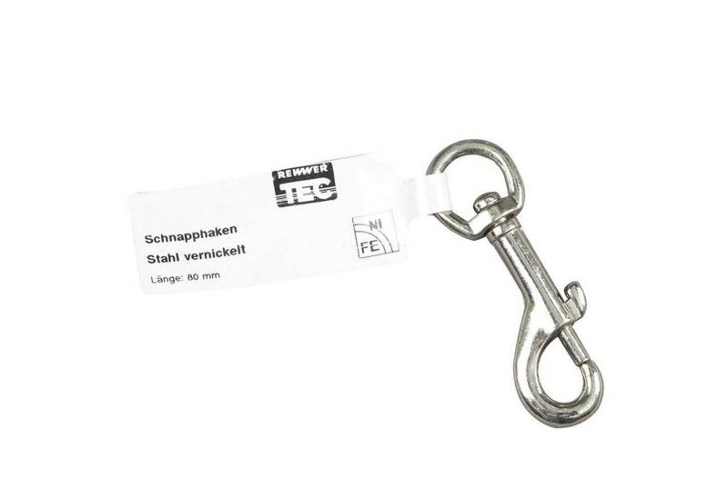 REWWER-TEC Karabiner Druckgusskarabiner K82, vernickelt, mit EAN-Fähnchen von REWWER-TEC