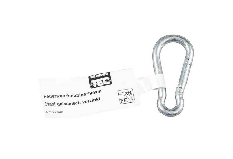 REWWER-TEC Karabiner Feuerwehr-Karabinerhaken 6x60, verzinkt, mit EAN-Fähnchen von REWWER-TEC