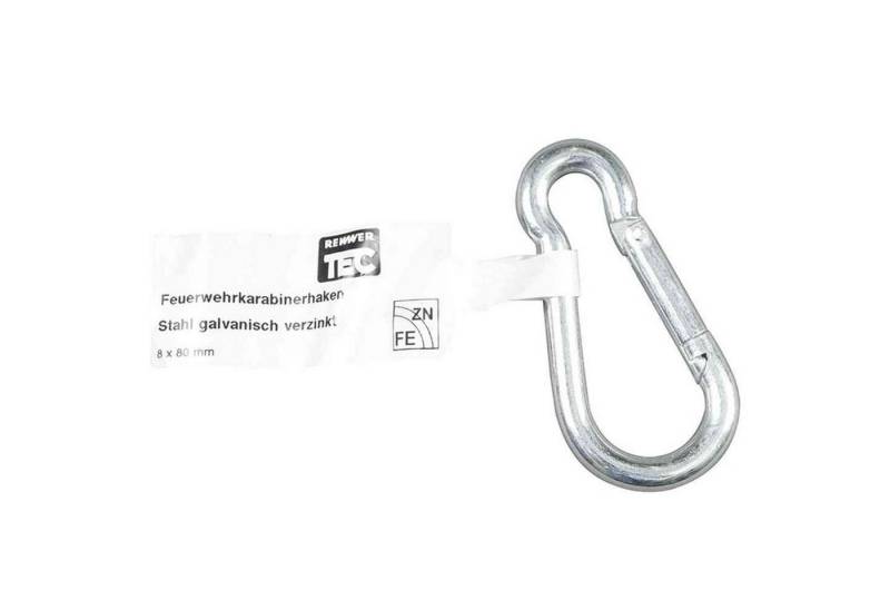 REWWER-TEC Karabiner Feuerwehr-Karabinerhaken 8x80, verzinkt, mit EAN-Fähnchen von REWWER-TEC