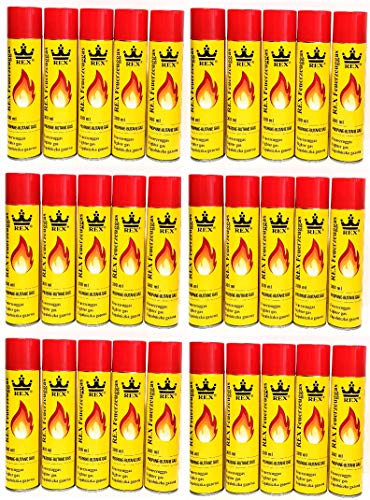 REX Feuerzeuggas 30x 300ml Nachfüllgas Propan-Butan Gas Feuerzeug von REX