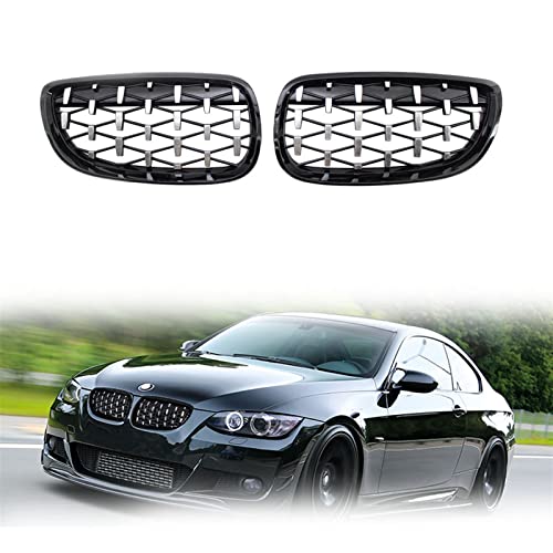 REXGEL Kühlergrille Fronthaube Nierengrill Diamond Meteor Grill Für BMW 3er E92 E93 Coupe 2006–2010 Chrom Glänzend Schwarz Außenzubehör (Color : Black Silver) von REXGEL