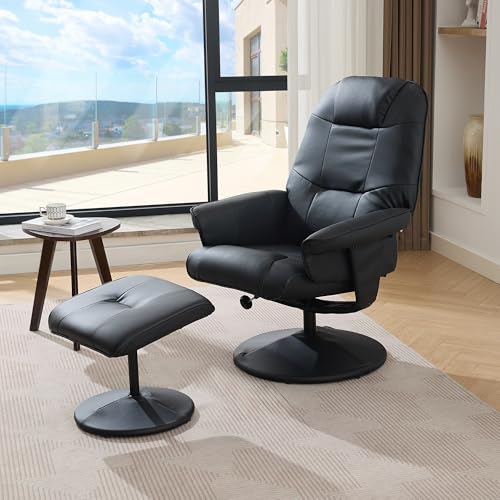 Massagesessel mit Liegefunktion, Heizung & Hocker, Relax-Fernsehsessel aus PU-Stoff, 360° Drehung, Schwarz Massagesessel mit Liegefunktion, Heizung & Hocker, Relax-Fernsehsessel aus PU-Stoff, 360° Drehung, Schwarz von REXO