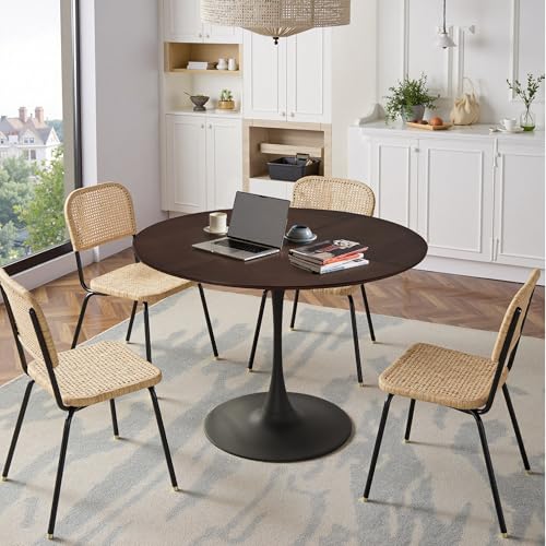 Modern Round Dining Table,Four Patchwork Tabletops with Oak Color Solid Wood Grain Table Top,Metal Base Dining, End Table Leisure Coffee Table Modern Round Dining Table,Four Patchwork Tabletops with Oak Color Solid Wood Grain Table Top,Metal Base Dining, End Table Leisure Coffee Table von REXO