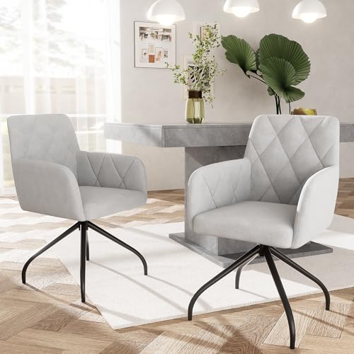REXO 2er Set 360° Drehbarer Esszimmerstühle mit Rautenmuster,Gepolsterter Sessel mit 4 Metallbeinen,Moderner Lounge-Stuhl,Arbeitzimmer,Lendenwirbelstütze,Samt,Grau REXO 2er Set 360° Drehbarer Esszimmerstühle mit Rautenmuster,Gepolsterter Sessel mit 4 Metallbeinen,Moderner Lounge-Stuhl,Arbeitzimmer,Lendenwirbelstütze,Samt,Grau von REXO