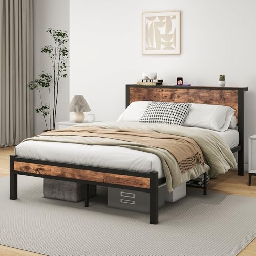 REXO Metallgestell 140x200cm mit Stauraum-Kopfteil, Einzelnes Metall-Plattformbettgestell, Geräuschfrei, Metalluntergestell, Ohne Boxspring Notwendig, Vintage Braun REXO Metallgestell 140x200cm mit Stauraum-Kopfteil, Einzelnes Metall-Plattformbettgestell, Geräuschfrei, Metalluntergestell, Ohne Boxspring Notwendig, Vintage Braun von REXO