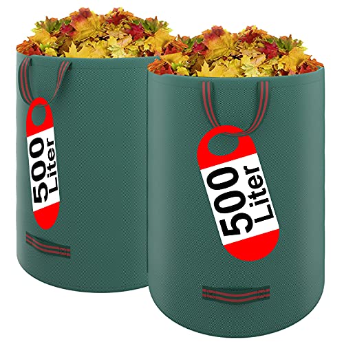 2x 500L Gartensack Gartenabfallsack Laubsack 2er Garten Laub Abfall Sack Rasensack Faltbar 500 Liter (2er Pack) von REXOO