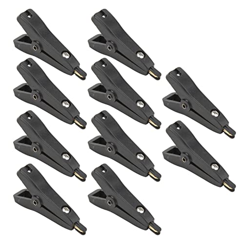 10Pcs Gold Plated Brass Alligator Clips | 25mm Opening J.60043 for Car Battery/Voltage Tester | Positive Negative Test Clips with ABS Insulation | 10A Rated Current (Black) von REXVTNS