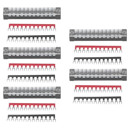 12 Position Electrical Terminal Block Connector 5 Pack | Metal Plated 15A 600V | Flame Retardant PC Shell/Transparent Cover | Jumper Block Terminal Strip for Industrial / von REXVTNS
