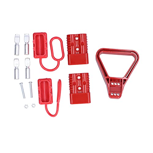 175A Quick Connect Battery Plug | Silver Plated Copper Terminals & Polycarbonate Shell | 600V High Capacity Connector for Tools/Cars/Boats | 4 Terminals, 2 Protective Covers (Red) von REXVTNS