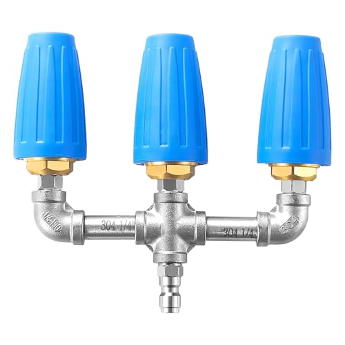 3 in 1 Turbo Nozzle 2.0 Orifice | 4000 PSI 360° Rotating Pressure Washer Nozzle | 1/4 Inch Quick Connect for Cars/Buildings/Tools | Stainless Steel & Brass Construction von REXVTNS