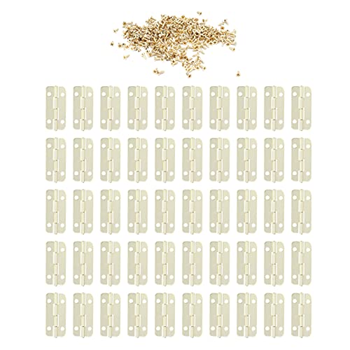 50 gesetzte abgerundete Kabinettscharniere | Stabiler Eisenscharnier für Türen/Holzkästen/Werkzeugkisten | Oxidation - Proof Double -Pin -Design mit 200 Schrauben enthalten von REXVTNS
