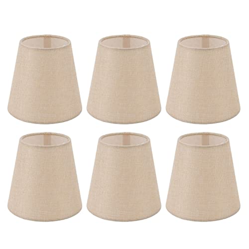 6PCS Linen Lamp Shades | Cylindrical Fabric Lampshade with Iron Frame | Eye Protection & Small Creature Isolation | for Floor/Table/Pendant Lamps | Fits E14 Bulbs von REXVTNS