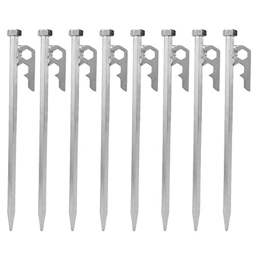 8 Pack Heavy Duty Tent Stakes | 20cm Stainless Steel Hex Pegs for Camping/Canopy/Tarp | Weatherproof & Deformation - Strong Ground Anchors | with Hooks & Holes for Easy Setup 8 Pack Heavy Duty Tent Stakes | 20cm Stainless Steel Hex Pegs for Camping/Canopy/Tarp | Weatherproof & Deformation - Strong Ground Anchors | with Hooks & Holes for Easy Setup von REXVTNS