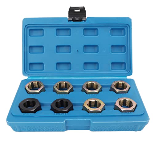 Axle Spindle Rethreading Tool Set 8pcs | Carbon Steel Thread Restoration for Damaged/Oxidized Nuts | Universal for Domestic & Imported Vehicles | Portable Storage Case von REXVTNS